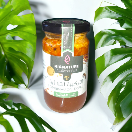 MIEL COMBINAISON TRIPLE – FORCE & ÉNERGIE NATURELLE