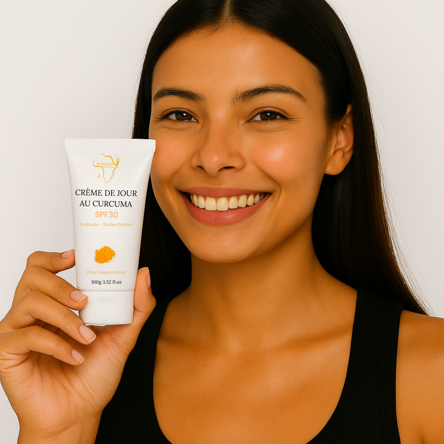 Crème de Jour Solaire au Curcuma SPF30 – Peaux à Imperfections