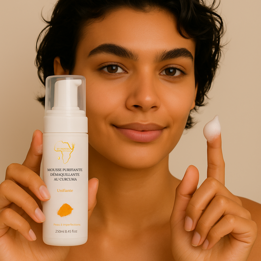 Mousse Nettoyante & Démaquillante au Curcuma – Peaux à Imperfections