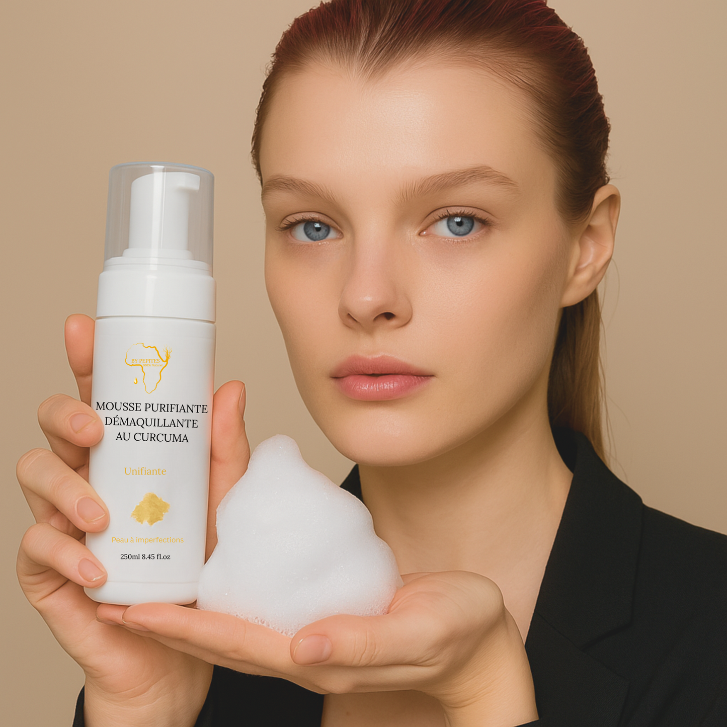 Mousse Nettoyante & Démaquillante au Curcuma – Peaux à Imperfections
