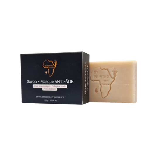 Savon & Masque ANTI-ÂGE à l'acide hyaluronique et collagène marin (Peaux mâtures)
